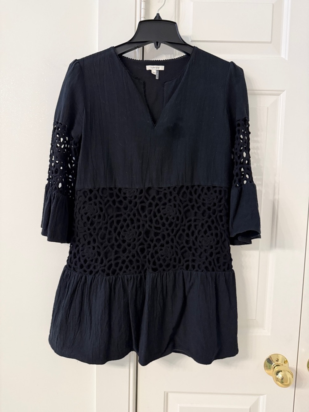 Tyler Boe Navy Crochet-Panel Tunic